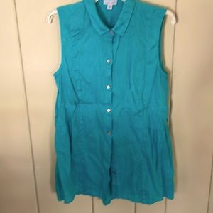 SUMMER SALE! $15 J Jill Linen Sleeveless Tunic. Size M Aqua color